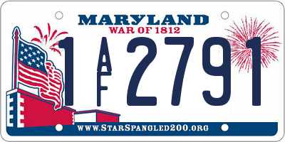 MD license plate 1AF2791