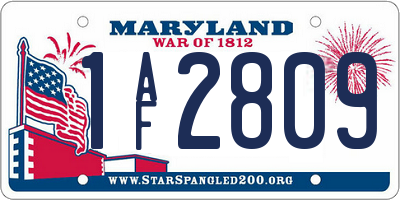 MD license plate 1AF2809