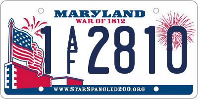 MD license plate 1AF2810
