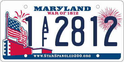 MD license plate 1AF2812