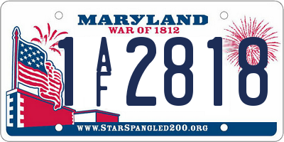 MD license plate 1AF2818