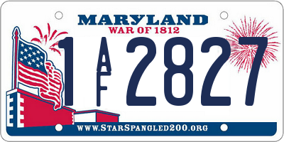 MD license plate 1AF2827