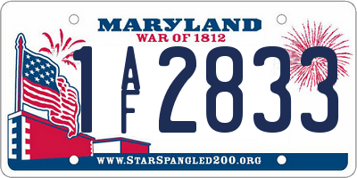 MD license plate 1AF2833