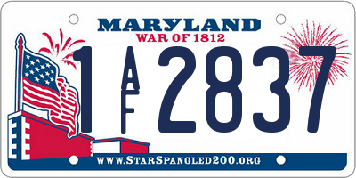 MD license plate 1AF2837