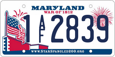 MD license plate 1AF2839