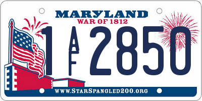 MD license plate 1AF2850