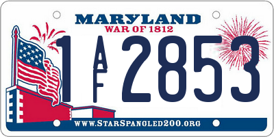 MD license plate 1AF2853
