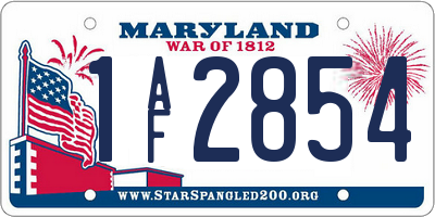 MD license plate 1AF2854