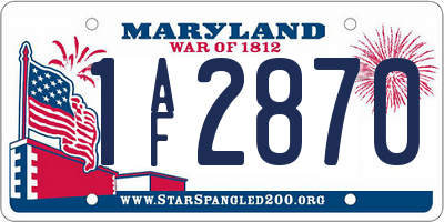 MD license plate 1AF2870