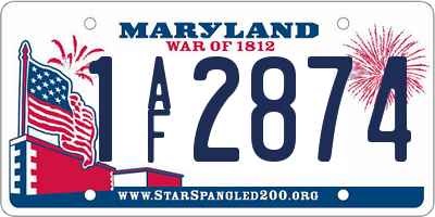 MD license plate 1AF2874