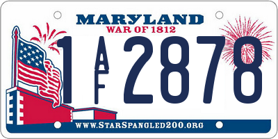 MD license plate 1AF2878