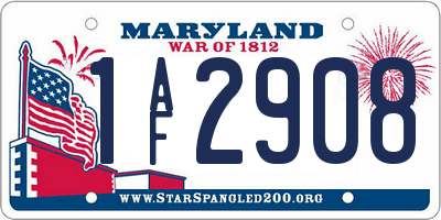 MD license plate 1AF2908