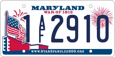 MD license plate 1AF2910
