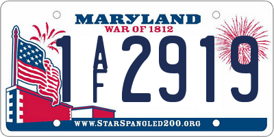 MD license plate 1AF2919