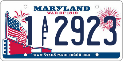 MD license plate 1AF2923