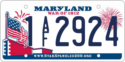 MD license plate 1AF2924