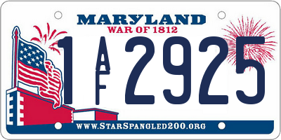 MD license plate 1AF2925