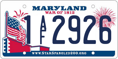 MD license plate 1AF2926