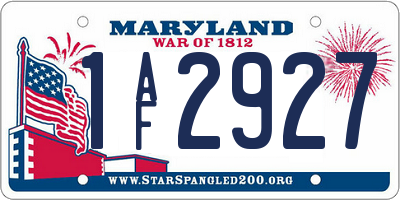 MD license plate 1AF2927