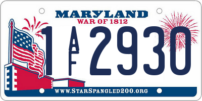 MD license plate 1AF2930