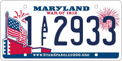 MD license plate 1AF2933