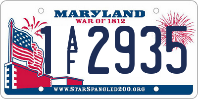 MD license plate 1AF2935