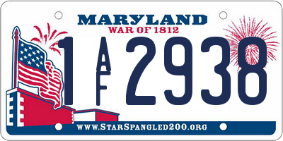 MD license plate 1AF2938