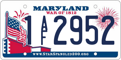 MD license plate 1AF2952