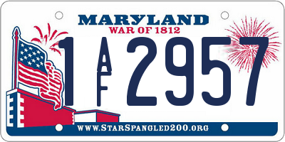 MD license plate 1AF2957