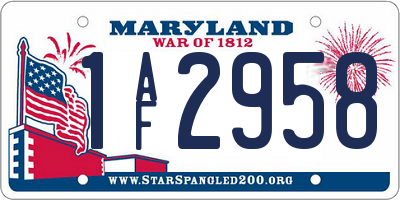 MD license plate 1AF2958