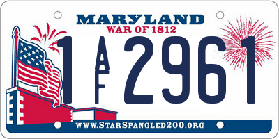 MD license plate 1AF2961