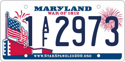 MD license plate 1AF2973