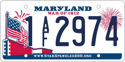 MD license plate 1AF2974