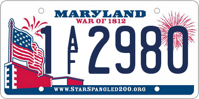MD license plate 1AF2980