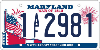 MD license plate 1AF2981