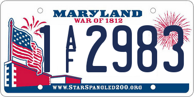 MD license plate 1AF2983