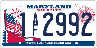 MD license plate 1AF2992
