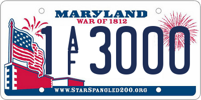 MD license plate 1AF3000