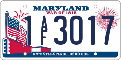 MD license plate 1AF3017