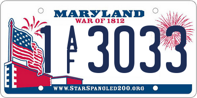 MD license plate 1AF3033