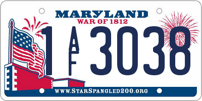 MD license plate 1AF3038