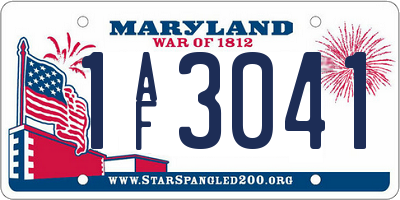 MD license plate 1AF3041