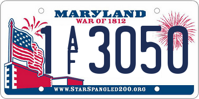 MD license plate 1AF3050