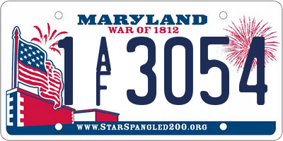 MD license plate 1AF3054
