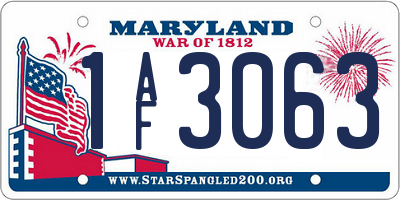 MD license plate 1AF3063