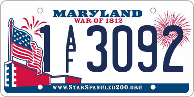 MD license plate 1AF3092