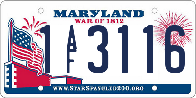 MD license plate 1AF3116
