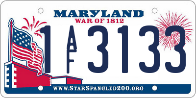 MD license plate 1AF3133
