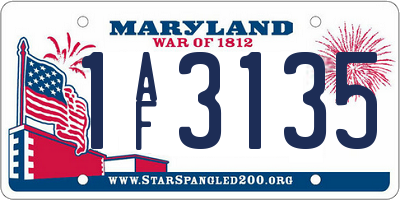 MD license plate 1AF3135