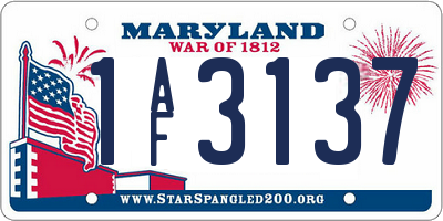 MD license plate 1AF3137